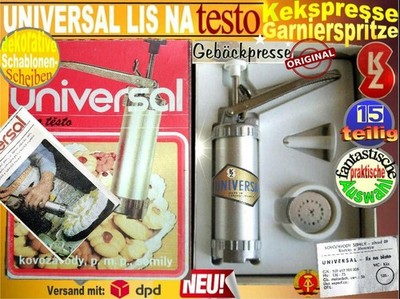 Kleingebäckpresse UNIVERSAL Garnierspritze Kekspresse Pistole DDR CSSR OVP RAR