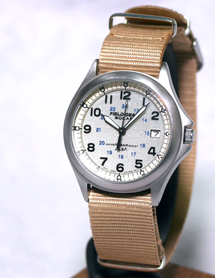 SEIKO ALBA FIELD GEAR Military Watch V145 1998 Khaki Solar Power