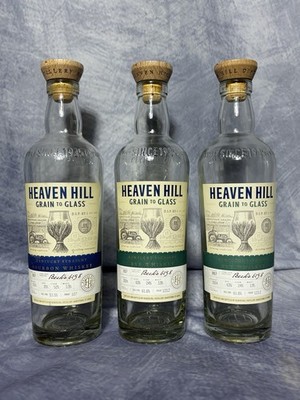 Heaven Hill Grain to Glass Rye Bourbon Whiskey Empty Lot of 3 Decorative Bottles