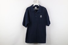 Vtg 90s Mens Large Faded Old English D Detroit Tigers Baseball Golf Polo Blue
