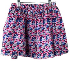 GAP Girls M 8 Heart Print A Line Skirt Pink Blue Pull On Cotton
