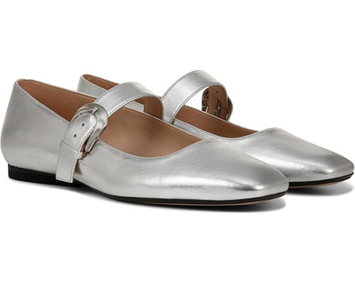 #ad #ad Naturalizer Women#x27;s Carter Silver Flats NW OB 7.5M $39.99