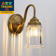 Applique da parete vintage con paralume in vetro trasparente a forma di campana oro antico bagno sco