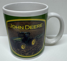 Vintage John Deere Tractor Ceramic Coffee Mug Green Farm Equipment Collectible
