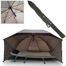 NGT FISHING UMBRELLA CARP SHELTER BROLLY WITH SIDES AND STORM POLES 60" QUICK
