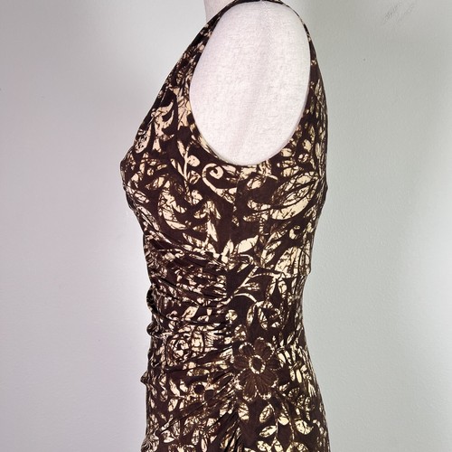 Lauren Ralph Lauren Faux Wrap Dress Women's 2 Brown Batik Print Tank Knee Length - Picture 5 of 15