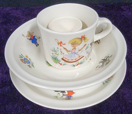 Vintage Brendan Erin Stone from Arklow, Ireland Nursery Rhyme Dish Set