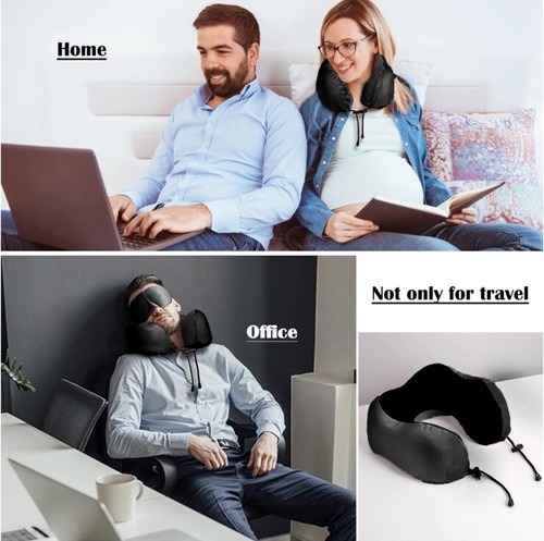 Travel Pillow U-Shaped Memory Foam Pillow Plane Soft Cushion with Earplugs & Bag - Picture 16 of 16
