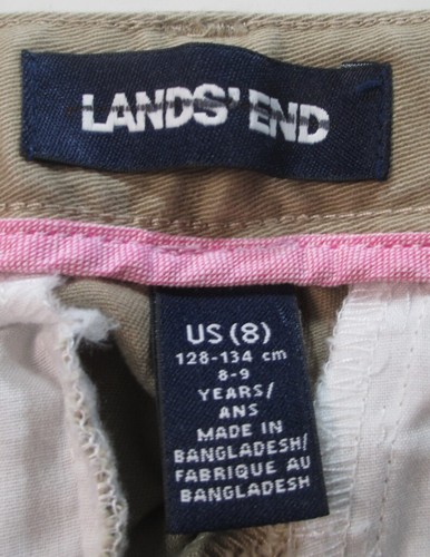 LANDS END Khaki School Uniform Pencil Leg Chino UNHEMMED Pants Girls 8 - Picture 6 of 7
