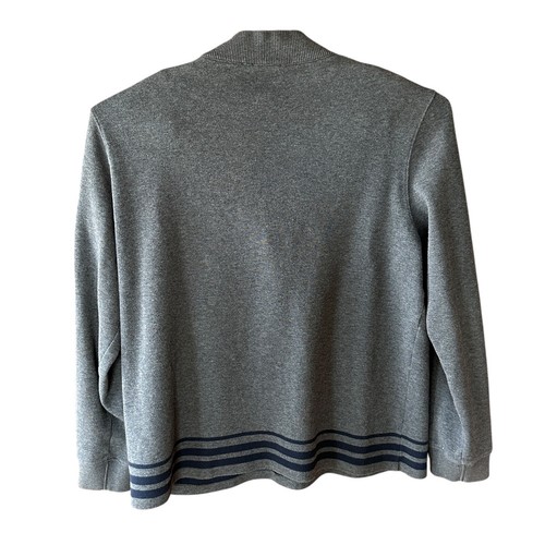 Pullover Boss Hugo Boss 1/4 Cremallera Para Hombre Talla XXL Calce Regular Gris Azul Borde Algodón - Imagen 6 de 11