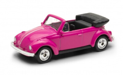 Welly VW Beetle Convertible Pink 1:60 1:64 Scales 3 Inch Diecast