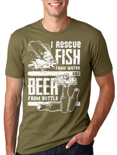 Drôle chemise de pêche bière pêcheur t-shirt cadeau drôle t-shirt vêtements de pêche - Photo 1/8