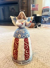 JIM SHORE “GOD BLESS AMERICA” (F117044) CHRISTMAS ANGEL SCULPTURE/FIGURINE 2003