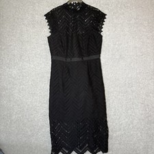 Bardot Dress Imogen Black lace overlay pencil Womens M LBD Goth Fairy Grunge