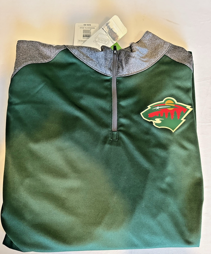 NHL Minnesota Wild Large 1/4 Zip Long sleeve Men's Shirt NWT Green