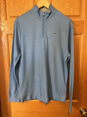 CL21 Vineyard Vines Blue Pima Cotton 1/4 Zip Pullover Shirt Boys XL 18
