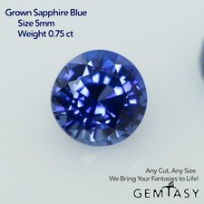 Cut stone - Sapphire Royal Blue Czochralski (Pulled) lab grown, 5mm facet 0.75ct