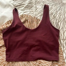 90 Degree By Reflex Burgundy Crop Athletic Tank size Medium