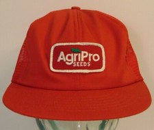 Old Vintage 1980s AGRI PRO SEEDS FARM PATCH SNAPBACK TRUCKER HAT CAP MADE IN USA