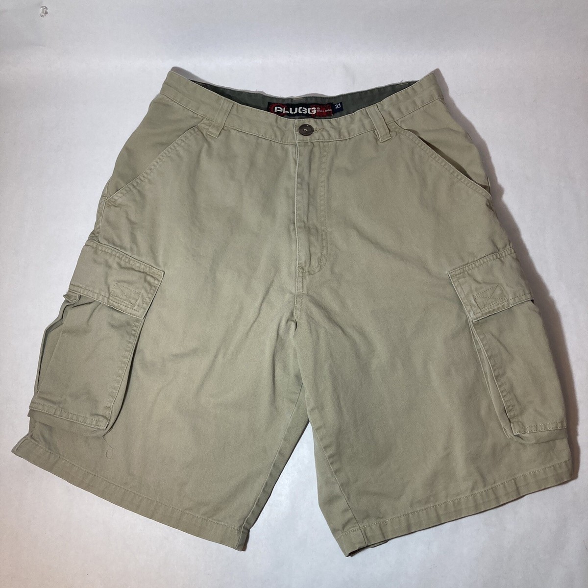 ⚡️Plugg Cargo Shorts Size 31 Mens Beige Color Hiking Camping