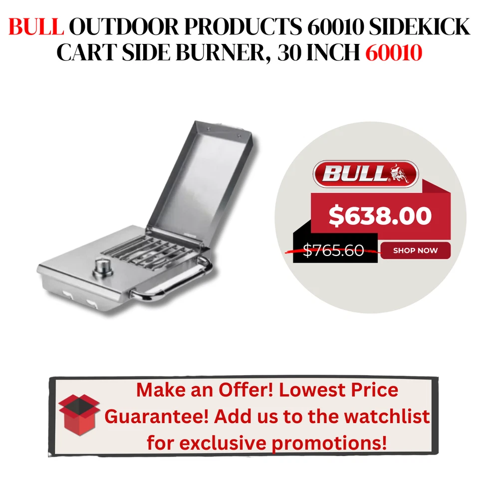 Bull BBQ Stainless Steel Built-in Side Burner Propane for Outdoor Grill Cart - Image 2 of 4