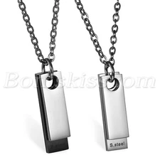 Men Minimalist Stainless Steel 2pcs Dog Tag Pendant Necklace Link Free Engraving