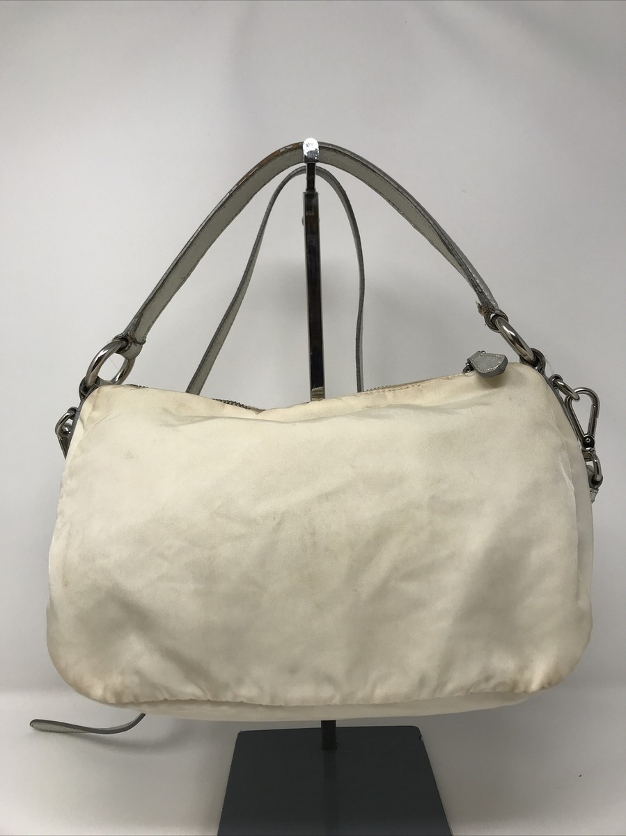 Vintage Prada Off White Nylon Knot Bow Satchel Shoulder Bag Vintage Prada Off White Nylon Knot Bow Satchel Shoulder Bag
