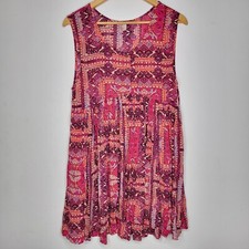Free People Small Bohemian Sleeveless Button Front Flowy Sheer Women's Dress