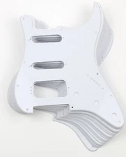 LOT OF 11 1-ply White Pickguards for Strat USA/MIM HSS Open, Rounded Humbucker