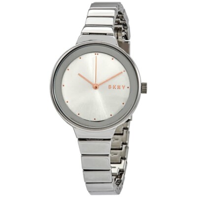 NIB DKNY Astoria Silver & Rose Gold Dial, Silver Stainless  display picture 3