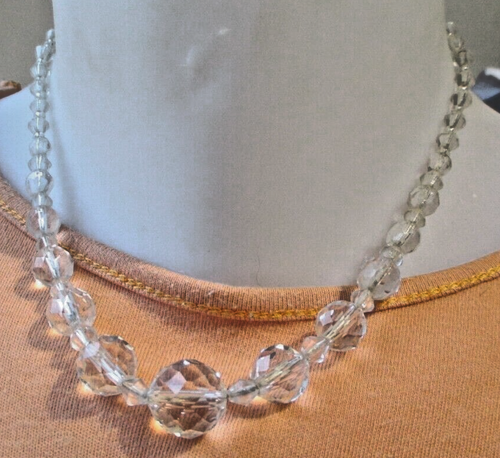 Collier En Perles De Cristal Taillé À Facettes De 3 Niveaux Avec Strass AB Ch 4