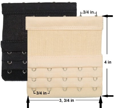 Set Of 5 Bra Extenders - 4 Hooks With Elastic, Beige/Dark Beige/White/Red/Black (Size L, Cup C)
