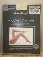 Nice Touch Support Therapy Light Toning Leg Control Pantyhose Size B Pearl NEW