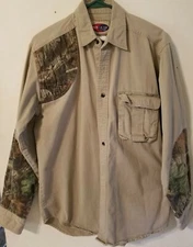 Wrangler Pro Gear Shirt Men Sz 15/15.5 Tan Shooting Camo Button up LS Heavy #993