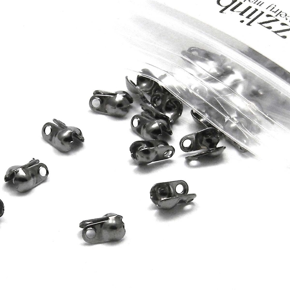 100 Side Fold Clamshell Bead End Tips with Double Loop Hide Knots ...