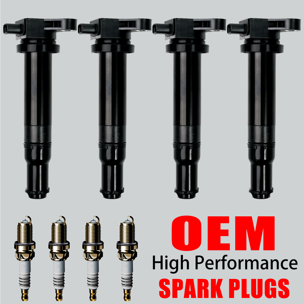 4X OEM Ignition Coil and Iridium Spark Plugs for Kia Rio Hyundai Accent 1.6L UF499