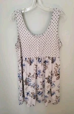 Flora Nikrooz Sleeveless Women Size Large Dotted Floral Sleepwear Short Gown