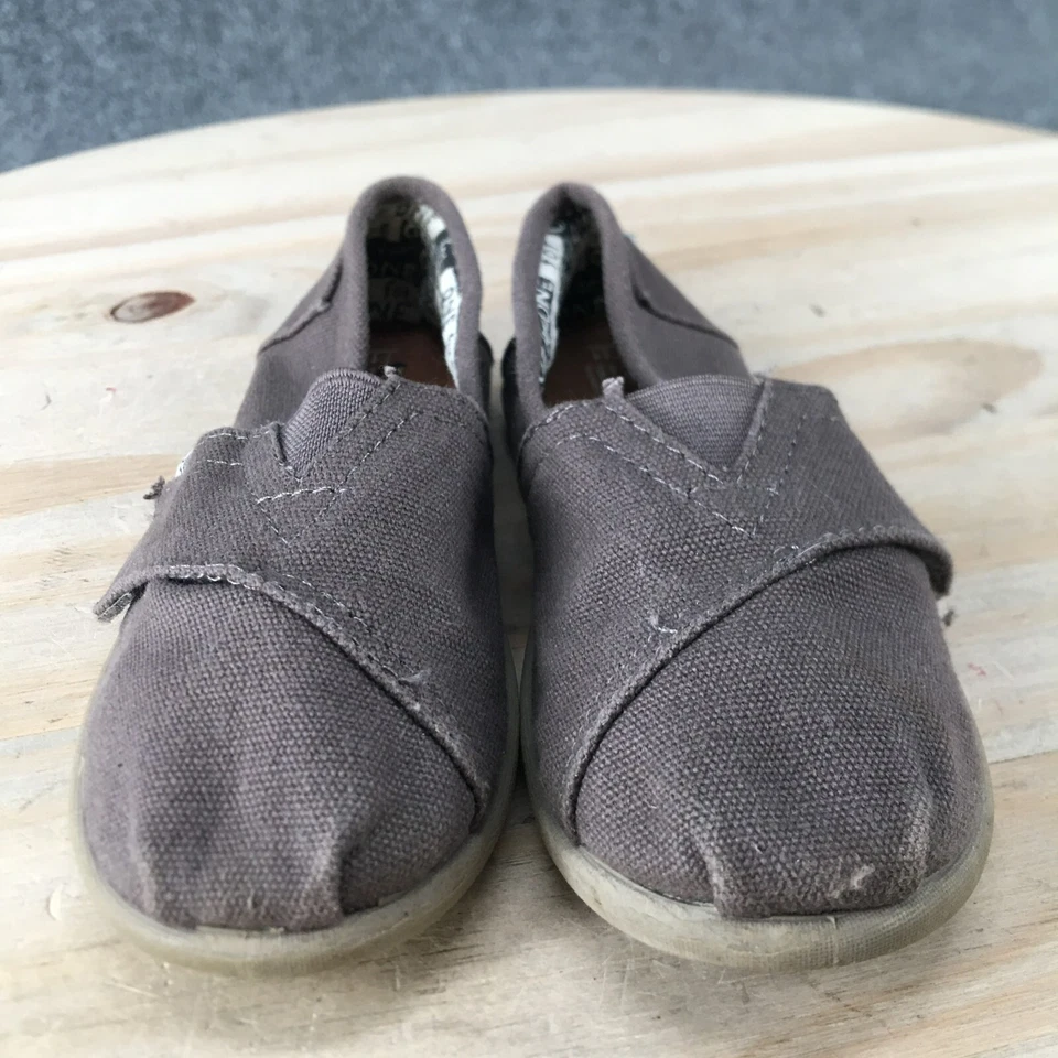 Toms 鞋 学步儿童 11 一脚蹬 平底 灰色面料 舒适 圆头 经典标志 — 第 4/4 张图片