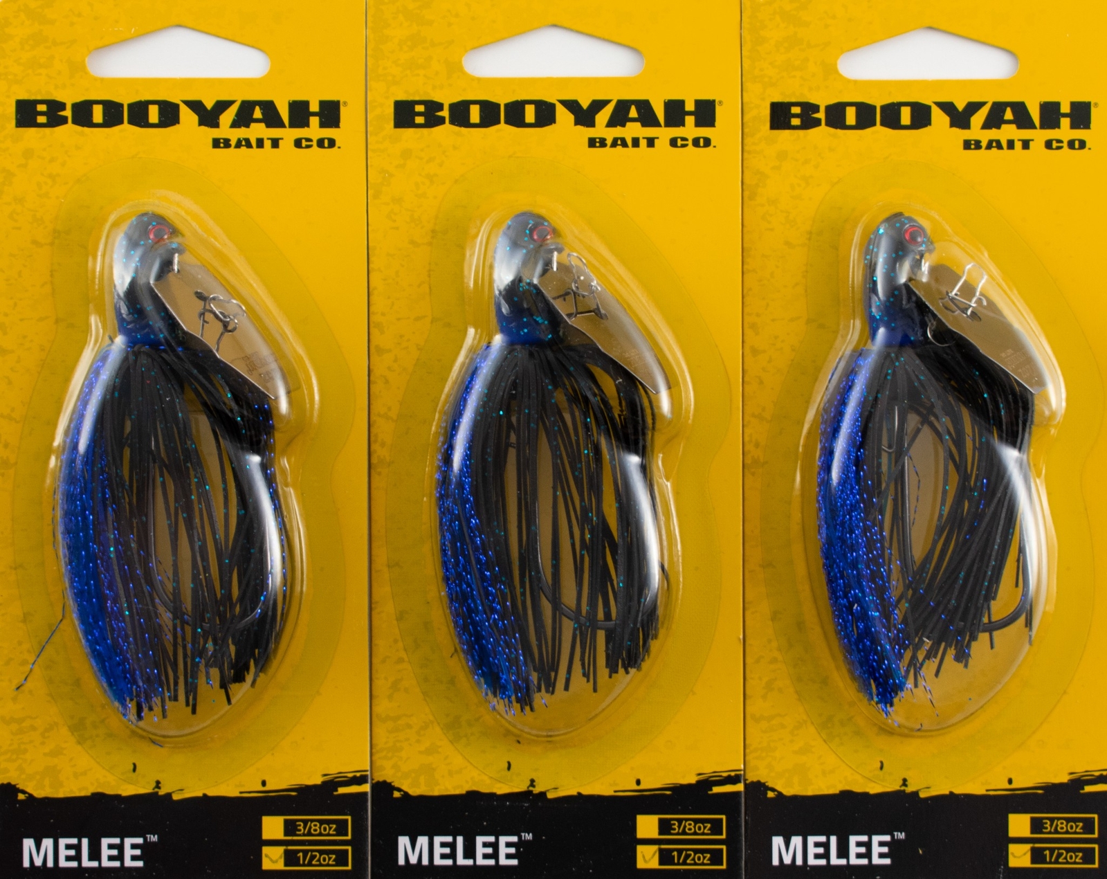 (LOT OF 3) BOOYAH MELEE BLADED JIG 1/2OZ BYMLE1274 BLACK BLUE CR1367 eBay