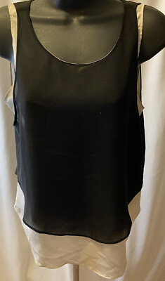 Naked Zebra Womens Size Small Semi sheer Sleeveless Two ColorBlack Beige Layered