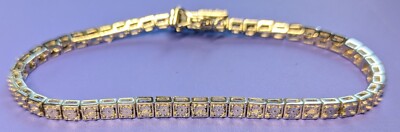 TJC Diamant Tennis Armband in platiniertem Sterlingsilber 0,1 ct 20 cm