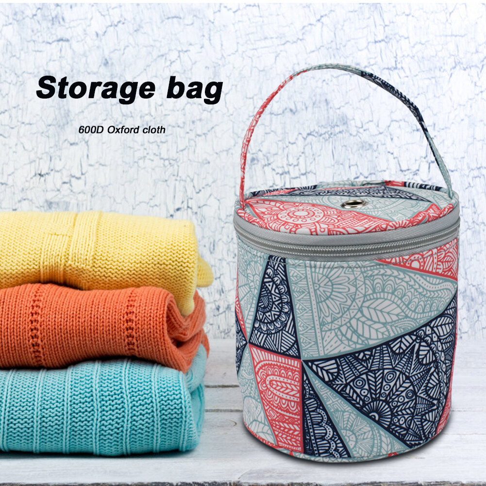 H1 Oxford Cloth Geometric Wool Yarn Tote DIY Crochet Storage Knitting