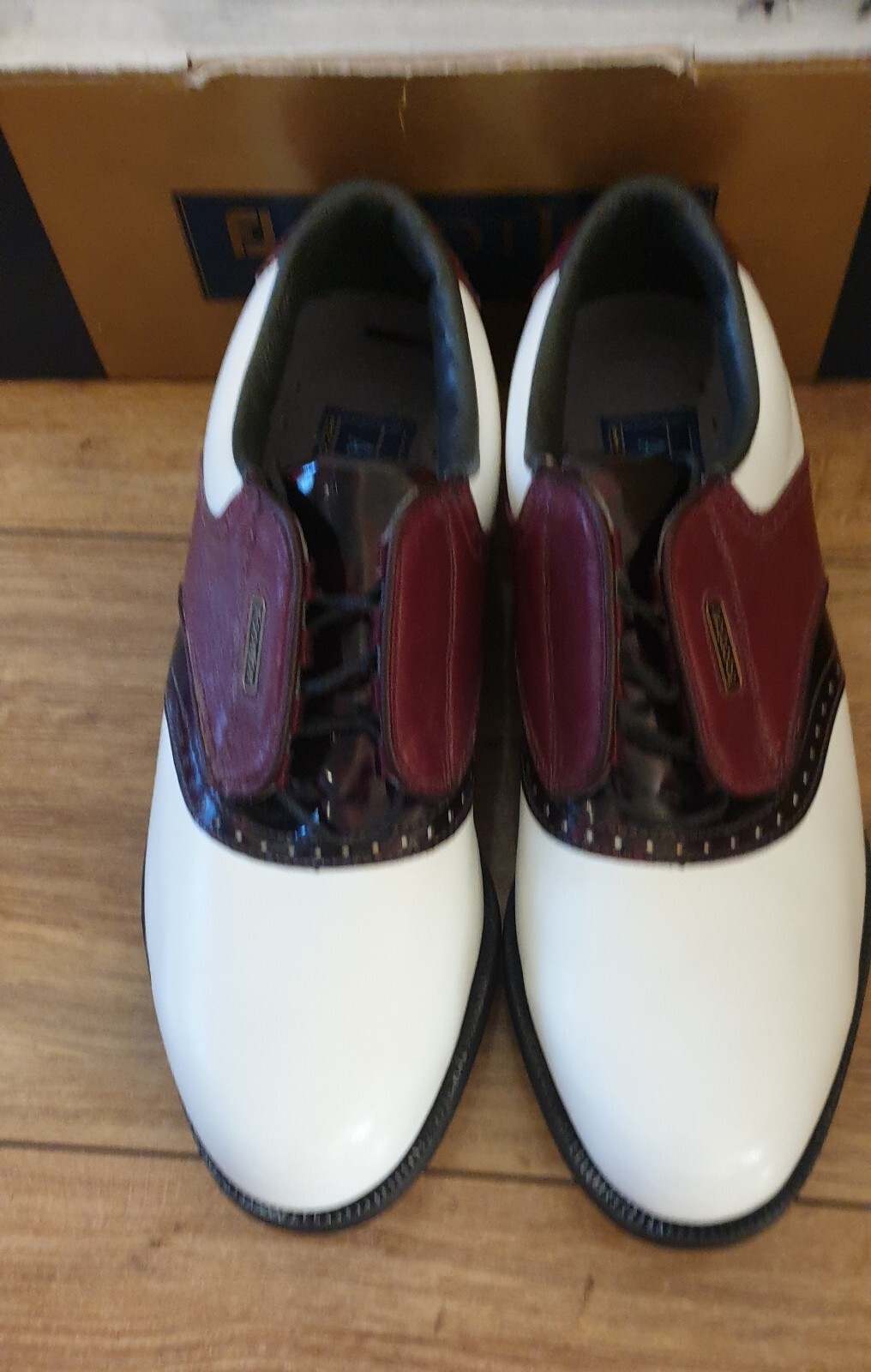 Ladies Footjoy Aqualites Leather Golf Shoes White/Browny Red Size 6 eBay