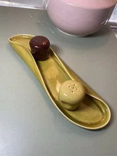 3 Pc Set Russel Wright Chartreuse Steubenville Celery Dish Salt Pepper Shakers