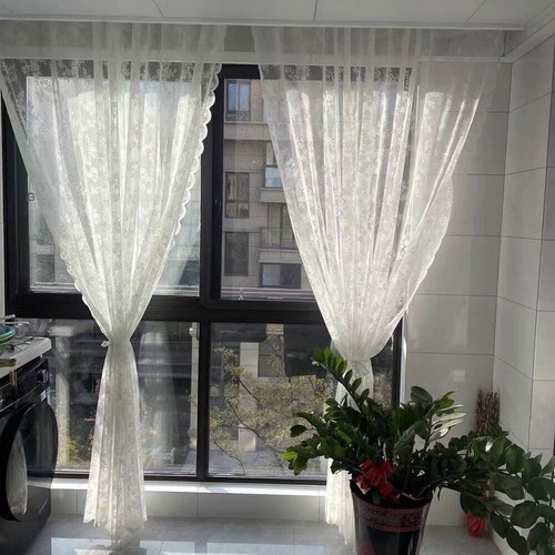 1 Panel Sheer White Vintage Embroidered Lace Window Curtain Drapes Rod Pocket - Picture 30 of 35