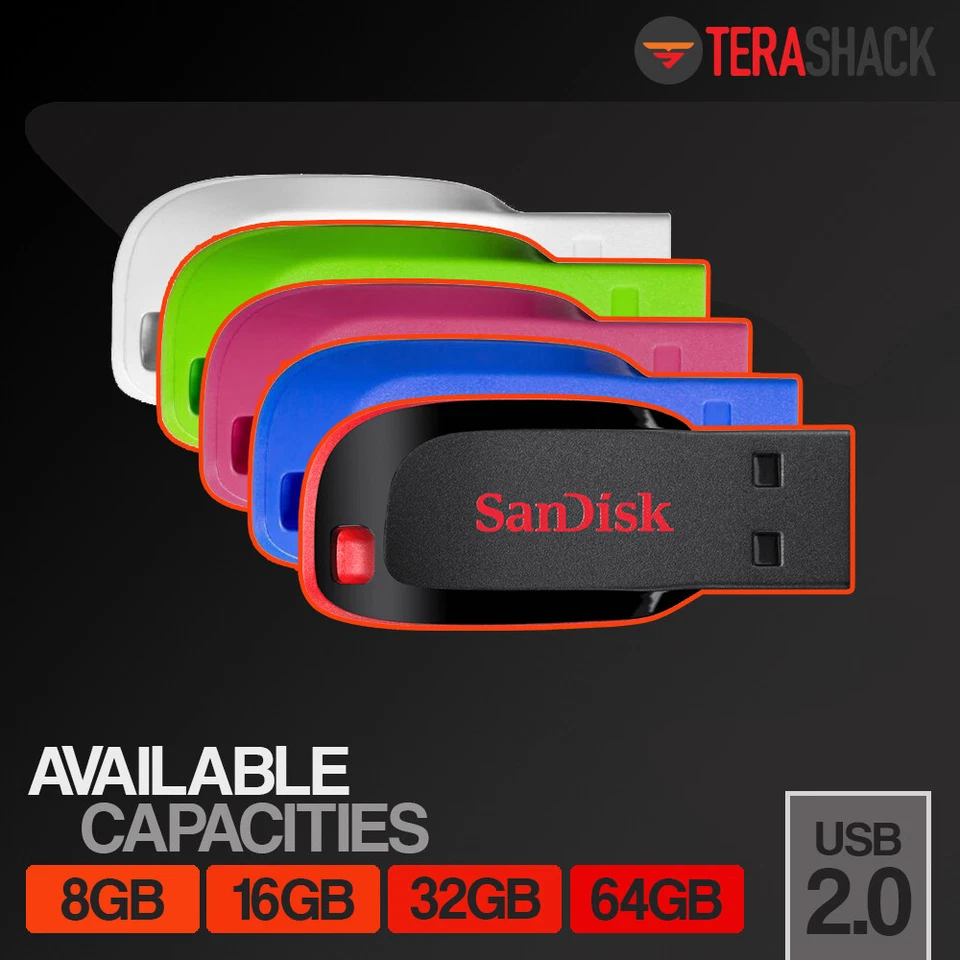 Unidad flash SanDisk Cruzer Blade 8 GB 16 GB 32 GB 64 GB USB 2.0 Pen Memory Stick Foto 2 de 4