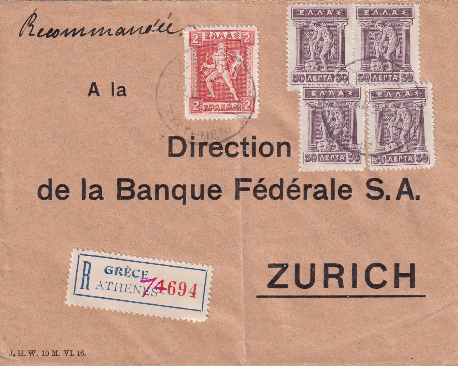 Registered cover Athen to Zürich 1923 eBay