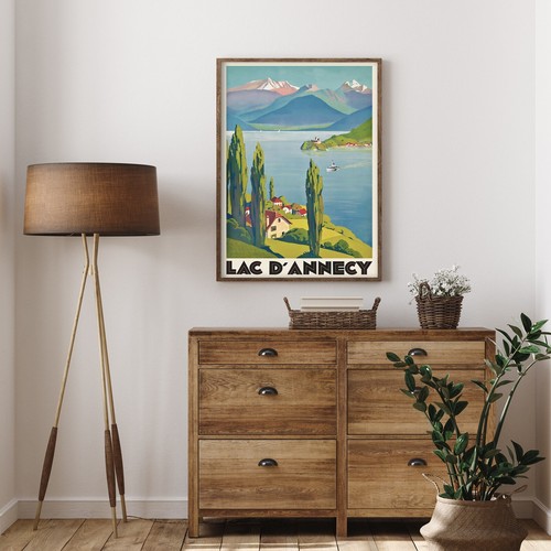 Lac d Annecy France Poster Pubblicità Viaggio Vintage Stampa Arte | Home Decor - Foto 3 di 7