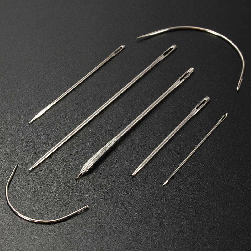 Assorted Set of Repair Hand Sewing Needles Curved & Straight x7