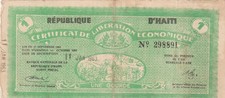 Haiti Certificat de Liberation Economique 1 Gourde 1962